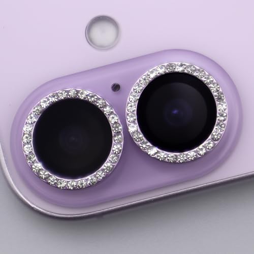 BONVAN for iPhone 17 Camera Lens Protector Bling Glitter Diamond Metal Crystal Tempered Glass Screen Accessories Rhinestones Lens Cover (Light Purple) - color: Light Purple