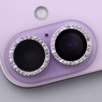 BONVAN for iPhone 17 Camera Lens Protector Bling Glitter Diamond Metal Crystal Tempered Glass Screen Accessories Rhinestones Lens Cover (Light Purple) - color: Light Purple