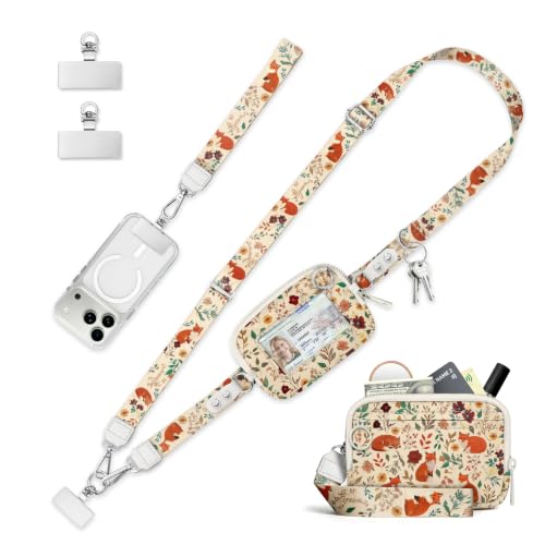 Clip and Go Strap for Phone with Wallet Crossbody Lanyard Animal - color: Forest Animal