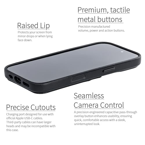 Dockem Genuine Leather Card Case for iPhone 17 Pro with Camera Control Button and Stitched-on Wallet with 2 Holder Slots (Black, M2GL) - color: Black, size: 17 Pro