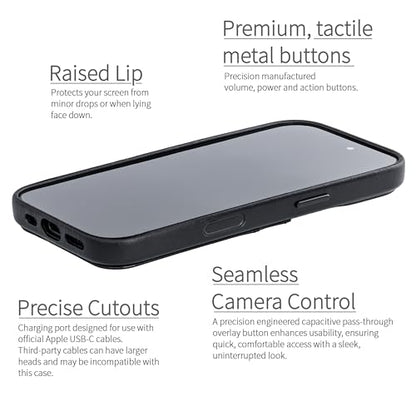 Dockem Genuine Leather Card Case for iPhone 17 Pro with Camera Control Button and Stitched-on Wallet with 2 Holder Slots (Black, M2GL) - color: Black, size: 17 Pro