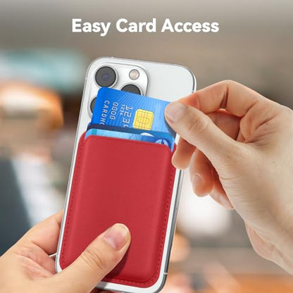 Magnetic Wallet Cell Phone Card Holder for Phone Case with Mag-Safe - color: Red, size: 1 Pack