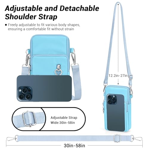 YINHEXI Small Crossbody Bags for Women Trendy, Mini Triple Compartment Cell Phone Crossbody Wallet Purses - color: Blue-2
