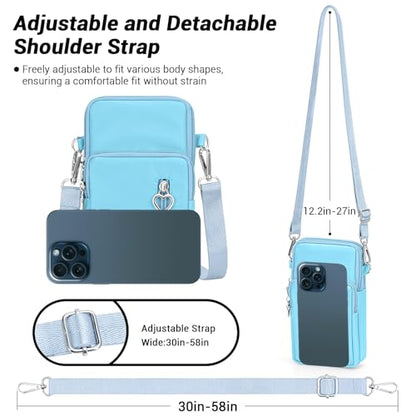 YINHEXI Small Crossbody Bags for Women Trendy, Mini Triple Compartment Cell Phone Crossbody Wallet Purses - color: Blue-2