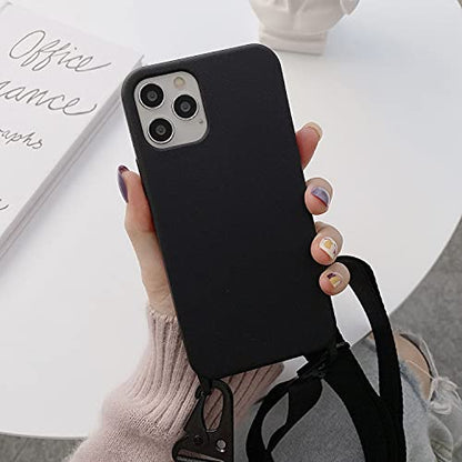Crossbody Phone Case Compatible with iPhone 16 Pro, Cute Soft Silicone Cover with Lanyard Adjustable Shoulder Strap Shockproof Protector Women Girls Black - color: Black, size: iPhone 16 Pro