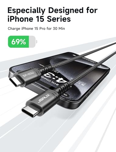 JSAUX 100W USB C to USB C Cable, 2-Pack 3.3FT, 5A Fast Charging, Black - color: Black, size: 3.3 ft+3.3 ft