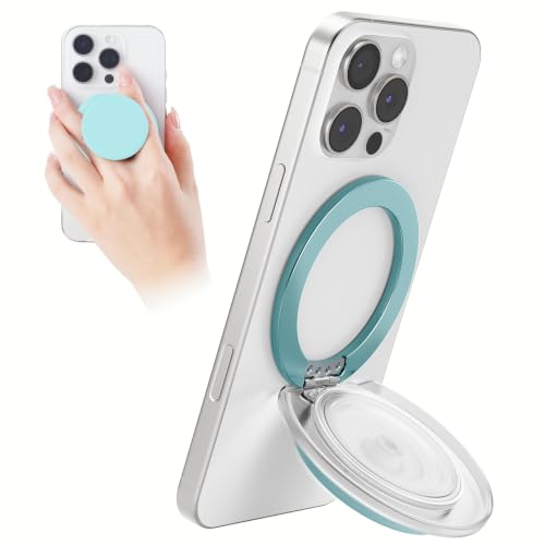 Grippopso for MagSafe Phone Grip, Magnetic Phone Grip Holder Phone Stand - color: Translucent Blue