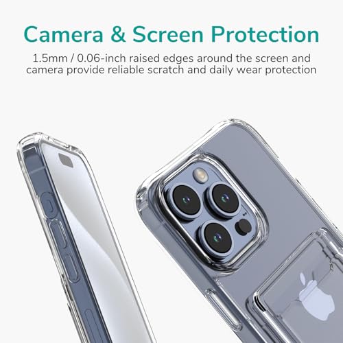 for iPhone 15 Pro Max Clear Wallet Case with RFID Blocking Card, Up to 3 Cards, Hybrid Protective Case with Card Holder, TPU + PC, Anti-Yellowing, 6.7" 2023 - color: RFID BC Clear, size: iPhone 15 Pro Max