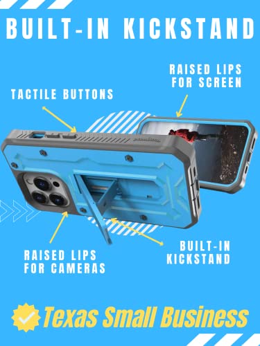 CaseBorne ArmadilloTek V Compatible with iPhone 13 Pro Max Case - [Up to 21 Feet Drop Proof] - Military Grade Heavy Duty with Built-in Screen Protector and Kickstand - Blue - color: Blue
