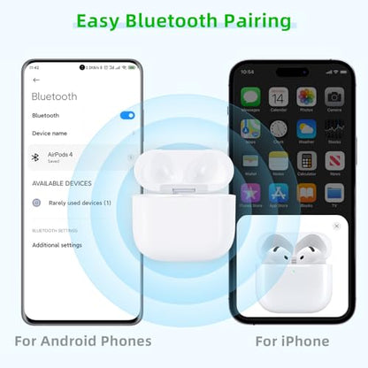 Wireless Charging Case Compatible with AirPods 4, Replacement Charger Case with Bluetooth Pairing Sync Button (to USB-C)