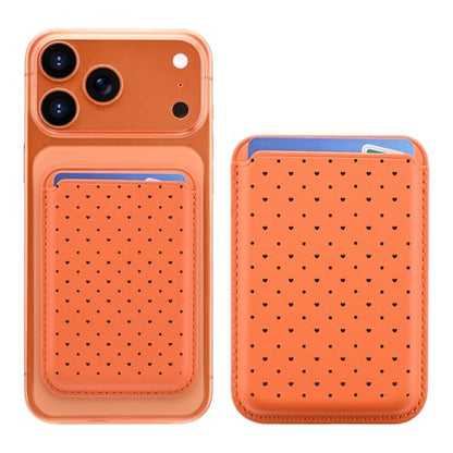 for Magsafe Card Holder | Polka Dot Heart Leather Magnetic Wallet - color: Polka Dot C