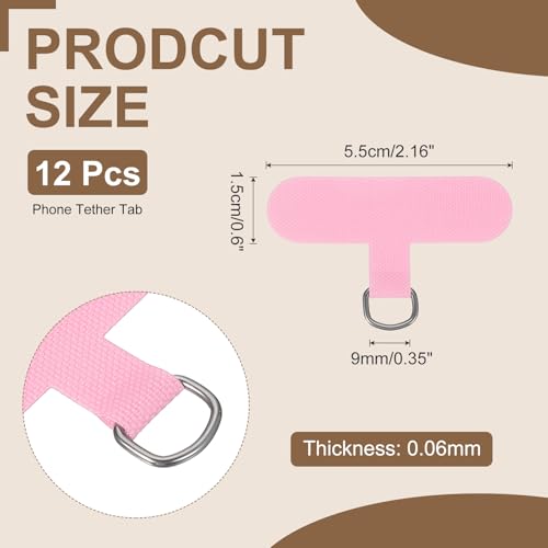 uxcell 12pcs Phone Tether Tab, Universal Phone Lanyard Patch T Shape Cell Phones Strap Replacement Part for Most Smartphone Cases, Light Pink - color: Light Pink
