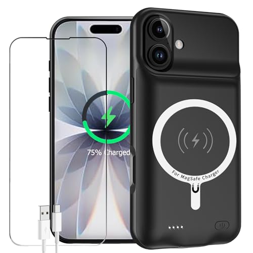 Battery Case for iPhone 17, Enhanced 10000mAh Portable Protective Wireless Charging Case Support Carplay Compatible with iPhone 17 (6.3 inch) Rechargeable Extended Battery Charger (Black) - size: iPhone 17