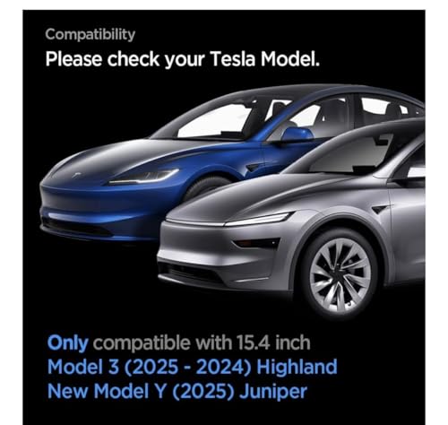 Tesla Model 3 Screen Protector 15.4 Inch (2024-2026) & Model Y (2025-2026), Matte Anti-Glare Tempered Glass, Fingerprint Resistant, 9H Hardness, Alignment Kit - color: Matte