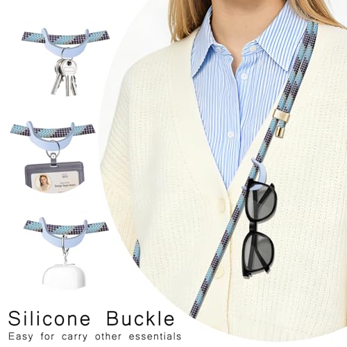 UKON Cell Phone Lanyard,Crossbody Lanyard and Wrist Strap Premium Metal Buckle Phone Charms with 2 X Clear Patch Compatible with All Smartphone(LightPurple) - color: Lightpurple