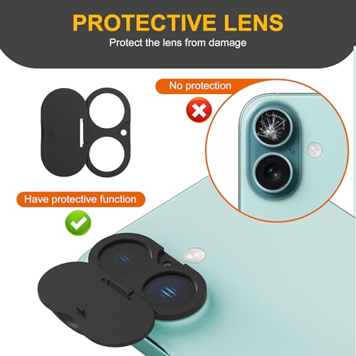 3 Pack Privacy Cover Compatible for iPhone 16/iPhone 16 Plus with 2 Front Camera Privacy Cover, Anti-Spy Camera Cover, Easy-Adhesive Design, Safeguard on iPhone 16/16 Plus,Black - size: iPhone 16/iPhone 16 PlusMax