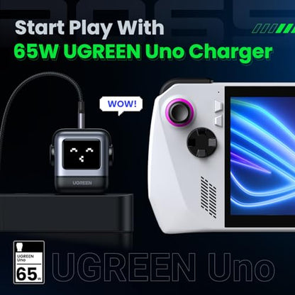 UGREEN Uno 65W 3-Port USB C Charger Adapter, GaN Fast Charging Block, Black - color: Black
