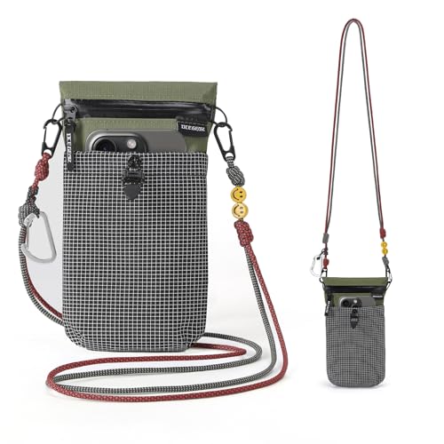 Cell Phone Bag with Strap Lightweight Crossbody Phone Purse with Nylon Lanyard Fits iPhone 12-17 for Travel Casual Walking - color: Green