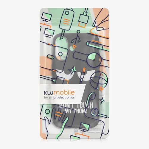 kwmobile TPU Silicone Case Compatible with Apple iPhone 16 - Case Soft Cover - Don't Touch My Phone White/Black - size: iPhone 16