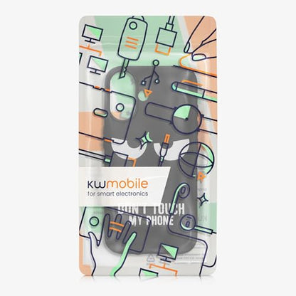 kwmobile TPU Silicone Case Compatible with Apple iPhone 16 - Case Soft Cover - Don't Touch My Phone White/Black - size: iPhone 16