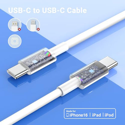 10FT USBC Charging Cord for iPhone 17 16 15 Pro Max Plus, 60W Charger Cable