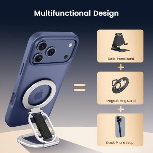 Foldable Double Sided Magnetic Phone Grip Kickstand for Magsafe - color: Silver