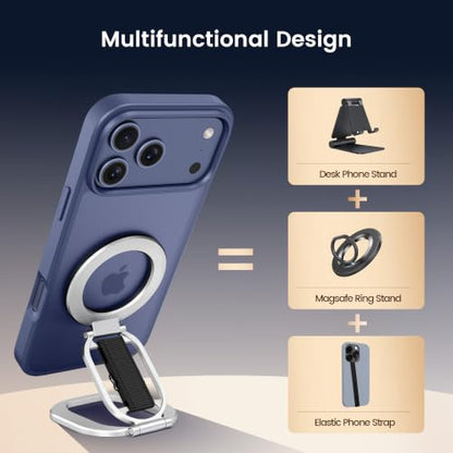 Foldable Double Sided Magnetic Phone Grip Kickstand for Magsafe - color: Silver