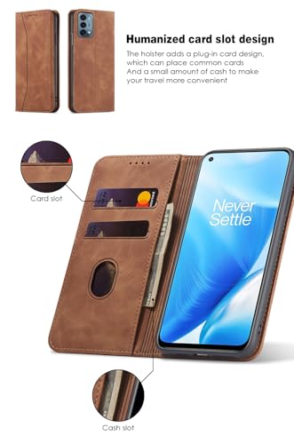 Asuwish Flip Wallet Phone Case for OnePlus Nord N200 5G with Screen Protector Magnetic Closure Folio Cover Credit Card Holder Slot Stand One Plus N 200 G5 1 Plus 200N 1plus One+ 1+ N2005G 2021 Brown - color: Brown