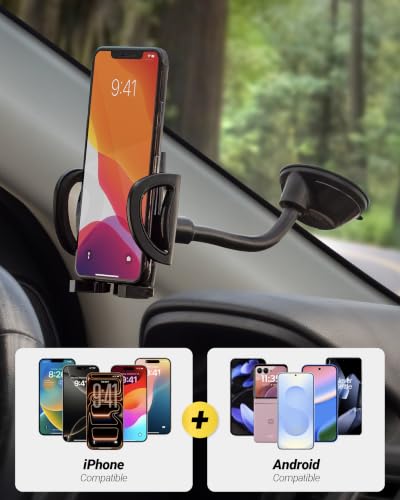 Scosche IHW10-SP1 4-in-1 Car Phone Holder Windshield, Dashboard, Vent, Cup Mount with Suction Cup | Dash, Vent or Windshield Mount | Stick Grip Suction Cup Base | Non-Magnetic | Black - size: 1 Pack, style: Window / Dash / Cup / Vent