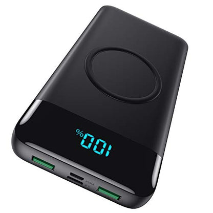 Wireless Portable Charger 30,800mAh,15W Wireless Charging USB C Power Bank,25W PD QC 4.0 Fast Charging 4 Outputs Travel Essentials Battery Pack Compatible with iPhone 17/16/15/14/13/12,Galaxy,Android - color: Black