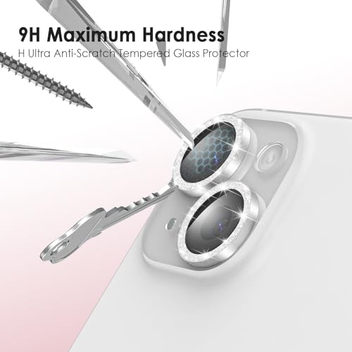 TENOC Camera Lens Protector for iPhone 14 & 14 Plus, Silver Glitter - size: iPhone 14/14 Plus