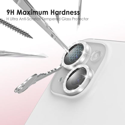 TENOC Camera Lens Protector for iPhone 14 & 14 Plus, Silver Glitter - size: iPhone 14/14 Plus