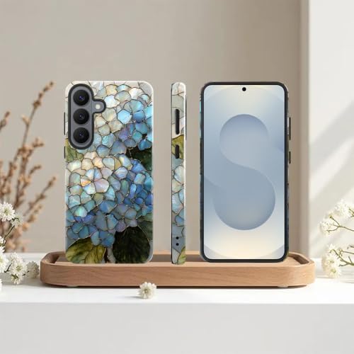 Compatible with Samsung Galaxy S26 Plus Case,Glossy Case All-Round Protection Shockproof Anti-Scratches TPU Cover,Cases for Man Woman-Hydrangeas Bush Stained Glass - color: Hydrangeas Bush Stained Glass, size: Galaxy S26 Plus