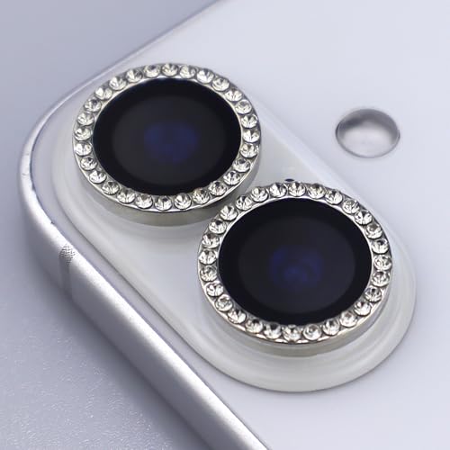 BONVAN for iPhone 17 Camera Lens Protector Bling Glitter Diamond Metal Crystal Tempered Glass Screen Accessories Rhinestones Lens Cover (Silver) - color: Silver