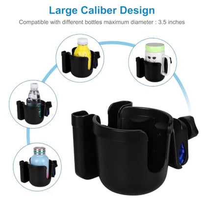 Accmor Wheelchair Cup Holder with Phone Holder, ﻿Universal 360° Rotatable Walker Cup Holder Rollator Scooter Accessory - color: Black