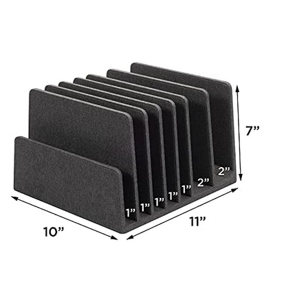 MobileVision Executive Dark Gray Device Organizer for Smartphones, Tablets and Laptops, 7 Slots with Extra Wide Slots for Laptops - color: Dark Gray, 7 -Slot