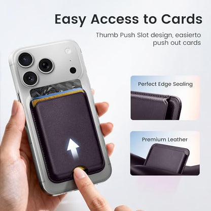 Stronger Magnetic Wallet for iPhone 17/16/15/14/13/12 Series, Slim Leather Magnetic Card Holder with RFID Blocking, N52 Magnet Phone Wallet, Fit 3 Cards, Dark Purple - color: Dark Purple