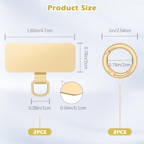 MoKo 2pcs Phone Tether Tab, Stainless Steel Cell Phone Lanyard Pads - color: Gold