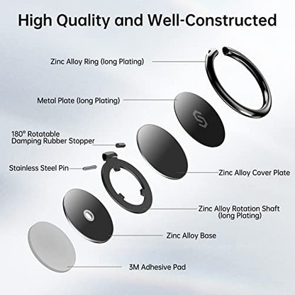 SYNCWIRE Adhesive Phone Ring Holder, Cell Phone Grip, iPhone Ring Stand - color: Black, size: 1 Pack
