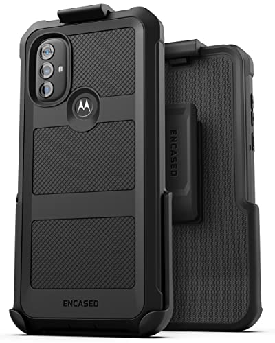 Encased Falcon Armor for Moto G Power 2022 Case with Belt Clip Holster and Built-in Screen Protector (Black) - size: 2022