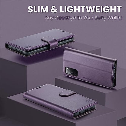 FLIPALM Wallet Case for Samsung Galaxy S20 FE 5G, Purple | Card Holder, RFID Blocking, PU Leather Folio Flip, Kickstand, Protective Shockproof Cover - color: Purple