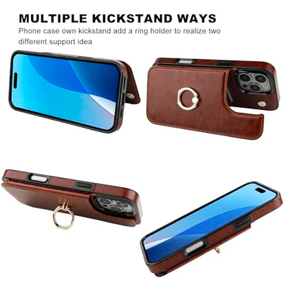 ONETOP for iPhone 16 Pro Max Wallet Case with Credit Card Holder,Brown - color: Brown