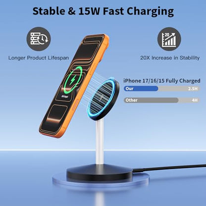 Magnetic Wireless Charger i Phone Stand 15W Fast Mag-Safe Charging Station - color: Black