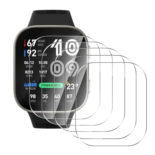 5 Pack Tempered Glass for Amazfit Bip Max 50mm Screen Protector,9H Hardness,Ultra Resistant,Anti-Fingerprints,No Bubbles,HD-Clear,Full Coverage Watch Film for Amazfit Bip Max - color: Amazfit Bip Max