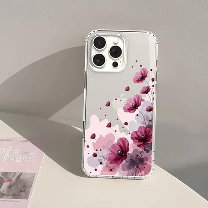 IAIYOXI Clear Case for iPhone 16 Pro, [Crystal Clear Military-Grade Drop Protection], Non-Yellowing, Slim Lightweight Transparent TPU Bumper Phone Case Cover Design - Purple Flower - color: Purple Flowers, size: iPhone 16 Pro