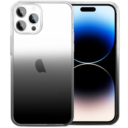 JJGoo Compatible with iPhone 14 Pro Case, Clear Soft Shockproof Protective Slim Thin Bumper Cover Transparent Phone Case, Gradient Black - color: Gradient Black