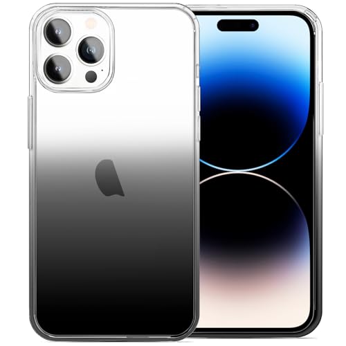 JJGoo Compatible with iPhone 14 Pro Case, Clear Soft Shockproof Protective Slim Thin Bumper Cover Transparent Phone Case, Gradient Black - color: Gradient Black