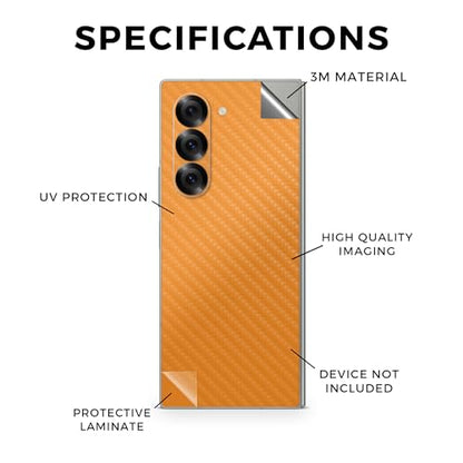 Carbon Fiber Phone Skin Compatible with Samsung Galaxy Z Fold 6 - Solid Orange - Premium 3M Vinyl Protective Wrap Decal Cover - Easy to Apply | Crafted in The USA by MightySkins - color: Solid Orange, style: Carbon Fiber Textured Finish