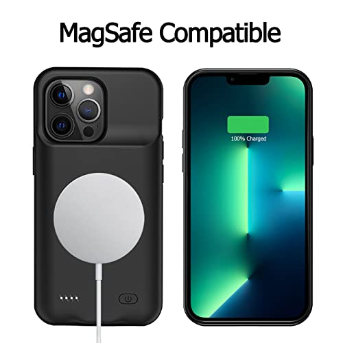 Battery Case for iPhone 13 Pro Max, [12000mAh] Enhanced Portable Protective Qi Wireless Charger Case Battery Pack with CarPlay Wireless Charging Case Compatible for iPhone 13 Pro Max (6.7 inch)-Black - size: iPhone 13 Pro Max