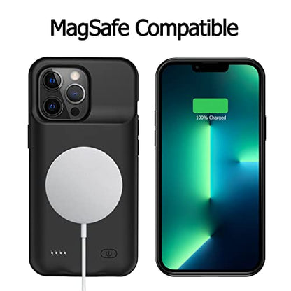 Battery Case for iPhone 13 Pro Max, [12000mAh] Enhanced Portable Protective Qi Wireless Charger Case Battery Pack with CarPlay Wireless Charging Case Compatible for iPhone 13 Pro Max (6.7 inch)-Black - size: iPhone 13 Pro Max
